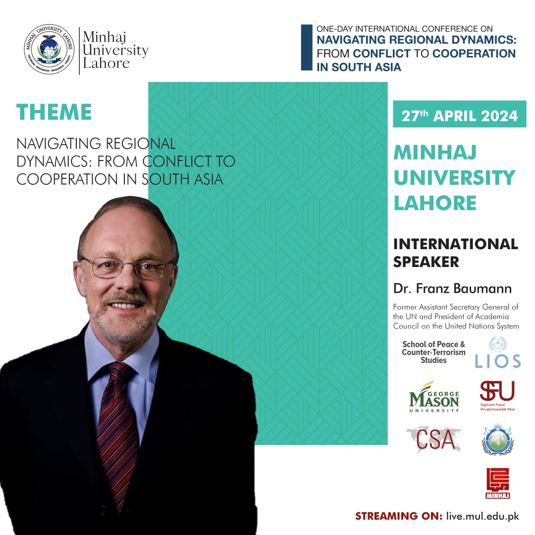 Discuss South Asia's regional dynamics at the inaugural conference hosted by Minhaj University Lahore's School of Political Science. From climate change to counter-terrorism, join experts in exploring pathways to cooperation and stability. #RegionalCooperation #PeacefulDialogue