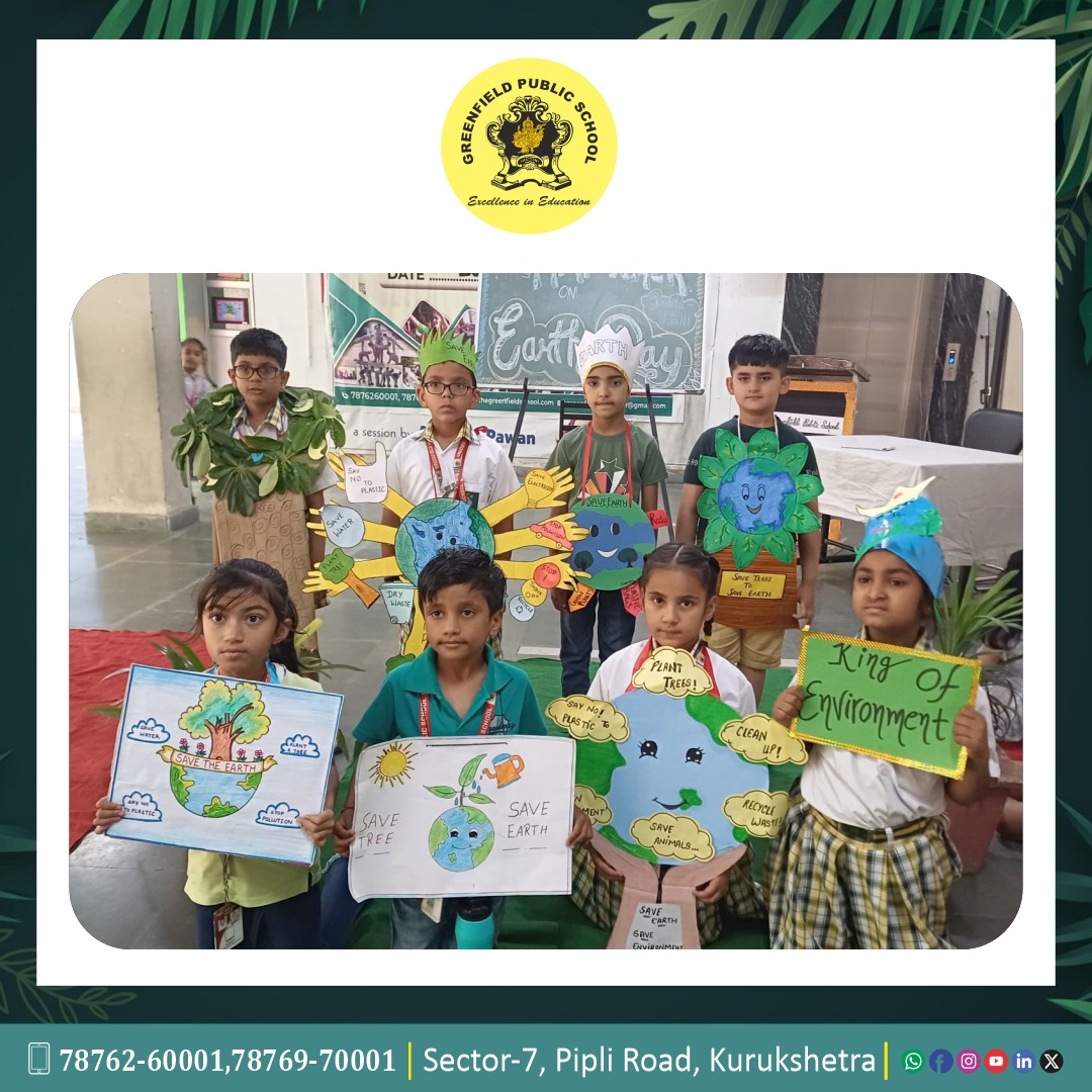 “Greening the Globe: Unite for Earth’s Future.” #EarthDay #ProtectOurPlanet #Sustainability #SchoolCampus #BestCBSESchool #GPS #BestSchool #Education #Learning #GreenFieldPublicSchool #Kurukshetra #Haryana