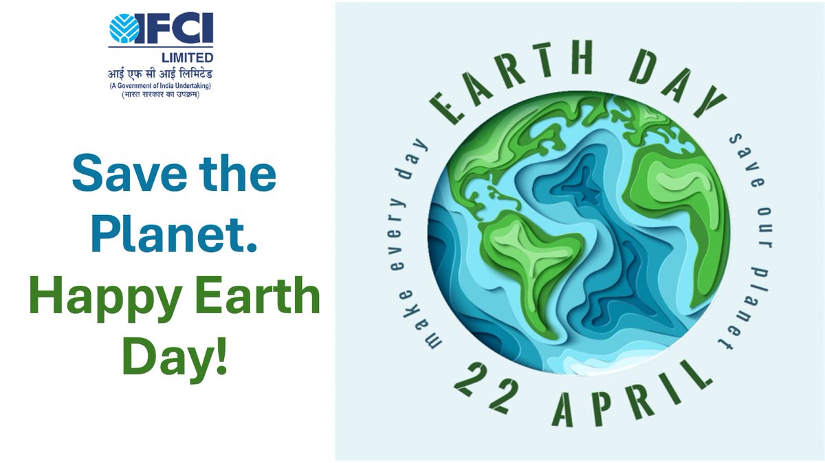 IFCI wishes everyone a very Happy Earth Day. We urge you all to be thoughtful and responsible towards the planet! <a href="/DFS_India/">DFS</a> <a href="/moefcc/">MoEF&CC</a> <a href="/bhaverahul/">Rahul Bhave</a>