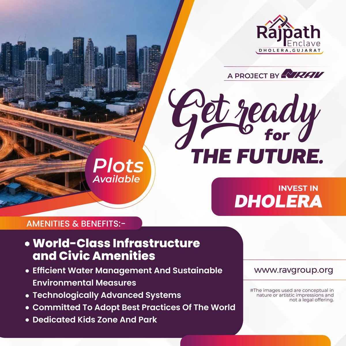 🚀 Get Ready for the future. Invest in Dholera, Plots available here. 🏞️

🌐Visit Us: ravgroup.org
☎️ Call: 092054 40544

#FutureInvestments #DholeraDreams #SustainableCity #SmartInvestments #GreenInfrastructure #InnovationHub #DholeraPlots #FutureReadyLiving #ravgroup