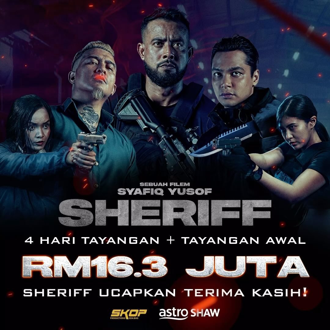 🔥4 HARI TAYANGAN + TAYANGAN AWAL RM16.3 JUTA!🔥 Alhamdulillah. Filem SHERIFF dah capai RM16.3 JUTA! 👏 Jutaan terima kasih semua atas sokongan korang! 😘Untuk yang masih tak join lagi #DemamSheriff tu, jom kita serbu panggung ramai-ramai tengok filem SHERIFF! 😍 #Sheriff