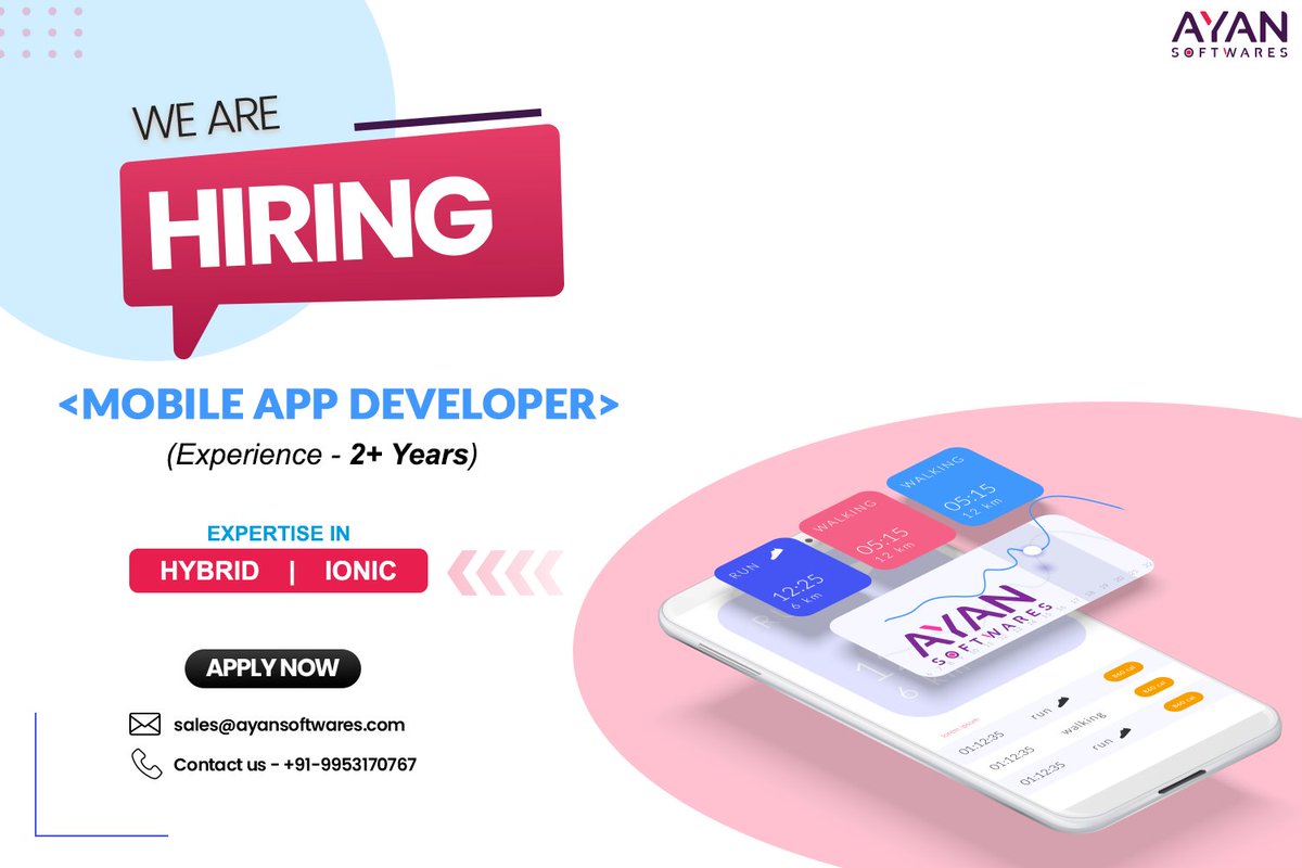 AyanSoftwares's tweet image. Are you a mobile app developer with experience in hybrid and Ionic? We're hiring! Apply now to join our team and help us build amazing apps. #mobileappdeveloper #hybridapp #ionicframework #hiring
Send Your Updated CV at - sales@ayansoftwares.com