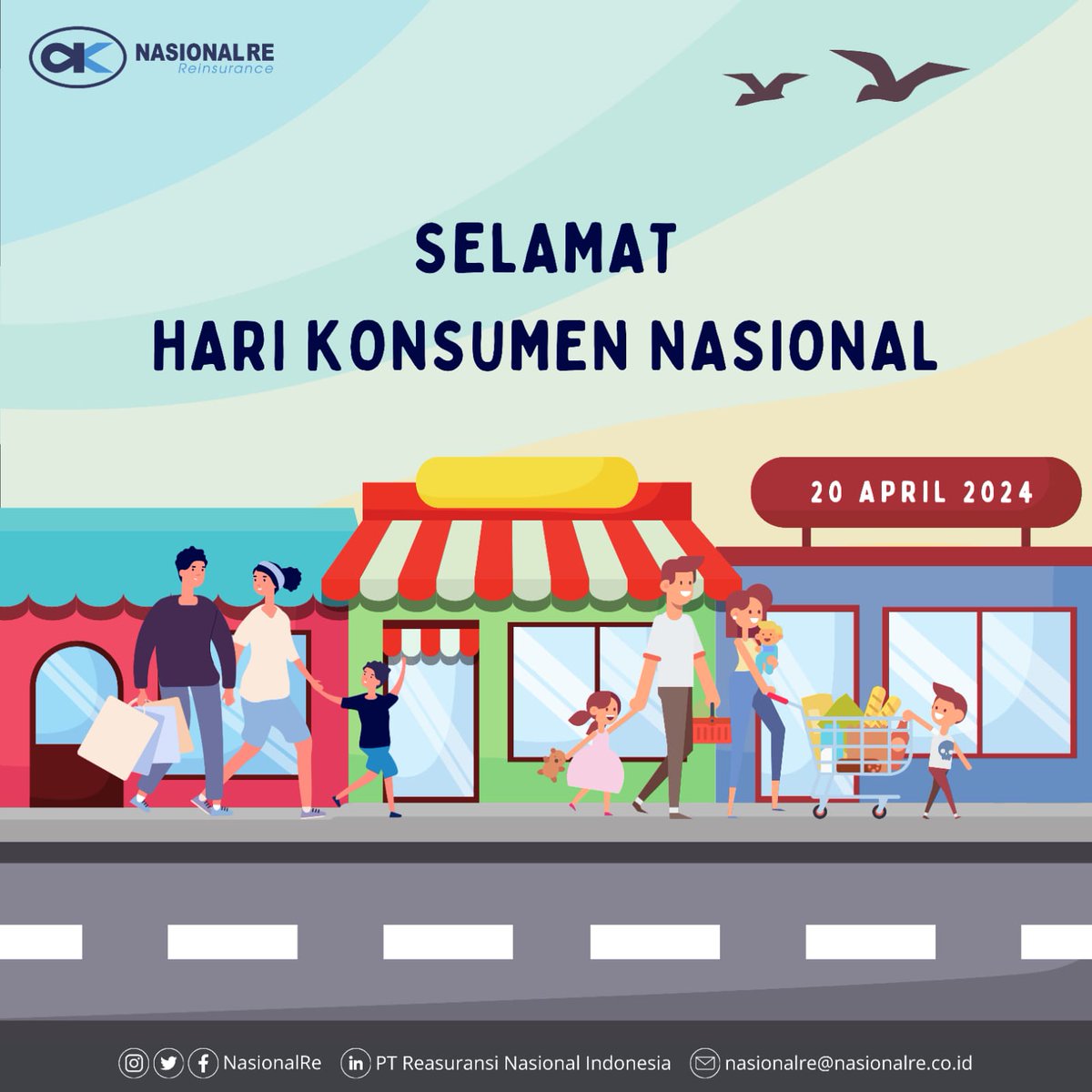 Selamat Hari Konsumen Nasional, 20 April 2024.

#ReasuransiNasionalIndonesia #NasionalRe #Nasre #Reasuransi #Reinsurance #Asuransi #Insurance #AsuransiUmum #AsuransiJiwa #AsuransiSyariah #MariBerasuransi #IFG #indonesiafinancialgroup #PowerToProgress #PahamidanMilikiAsuransi