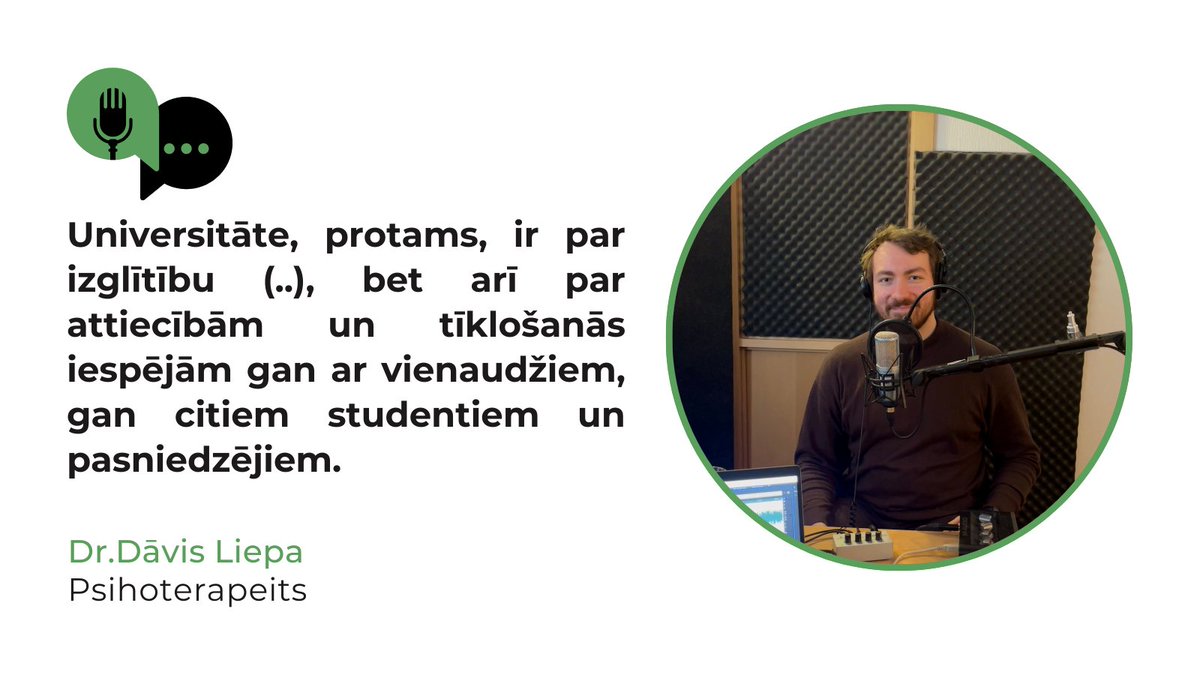 Studijas augstskolā - jauna vide, noteikumi un cilvēki. Kā neapjukt nezināmajā un nezaudēt robežas? Uz šiem un citiem studentiem svarīgiem jautājumiem raidierakstā “Kas notiek ar mani?” atbild psihoterapeits Dr. Dāvis Liepa.
open.spotify.com/episode/1UFC8T…