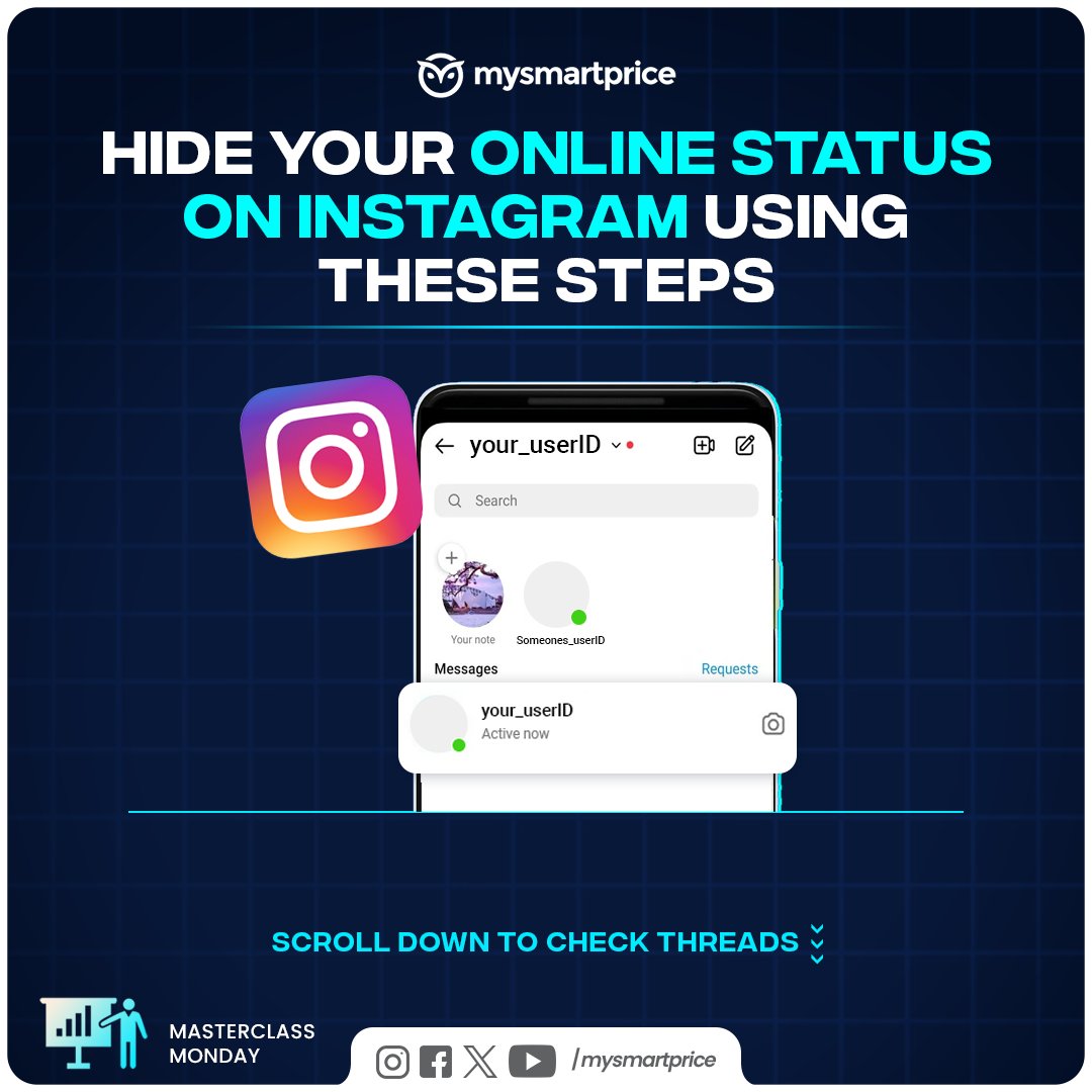 mysmartprice's tweet photo. Tired of that ‘Active Now’ status on your Instagram profile? Know how you can hide it. #MasterclassMonday https://t.co/l0MPhFAlx8