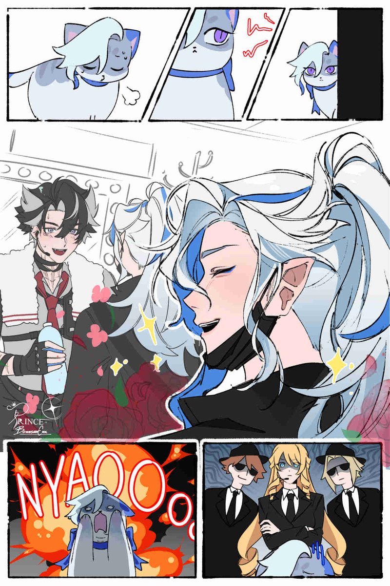 Bowiesnotcool's tweet photo. Nyavi meets his idol :3c #wriolette #リオヌヴィ #原神 https://t.co/TdLkx8jiff
