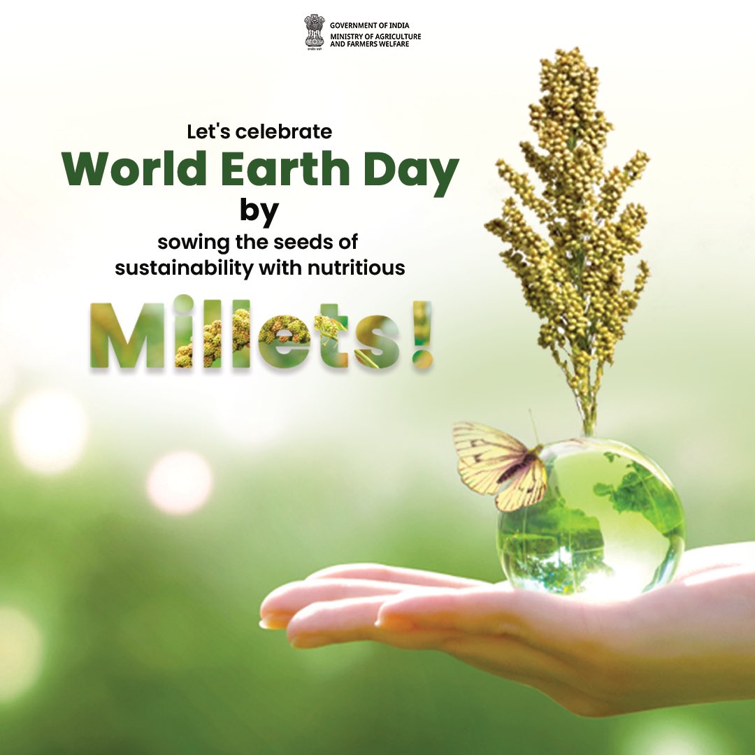 Sow the seeds of sustainability this World Earth Day with nutrient-rich millets! #IYM2023 #ShreeAnna #WorldEarthDay #SustainableLiving