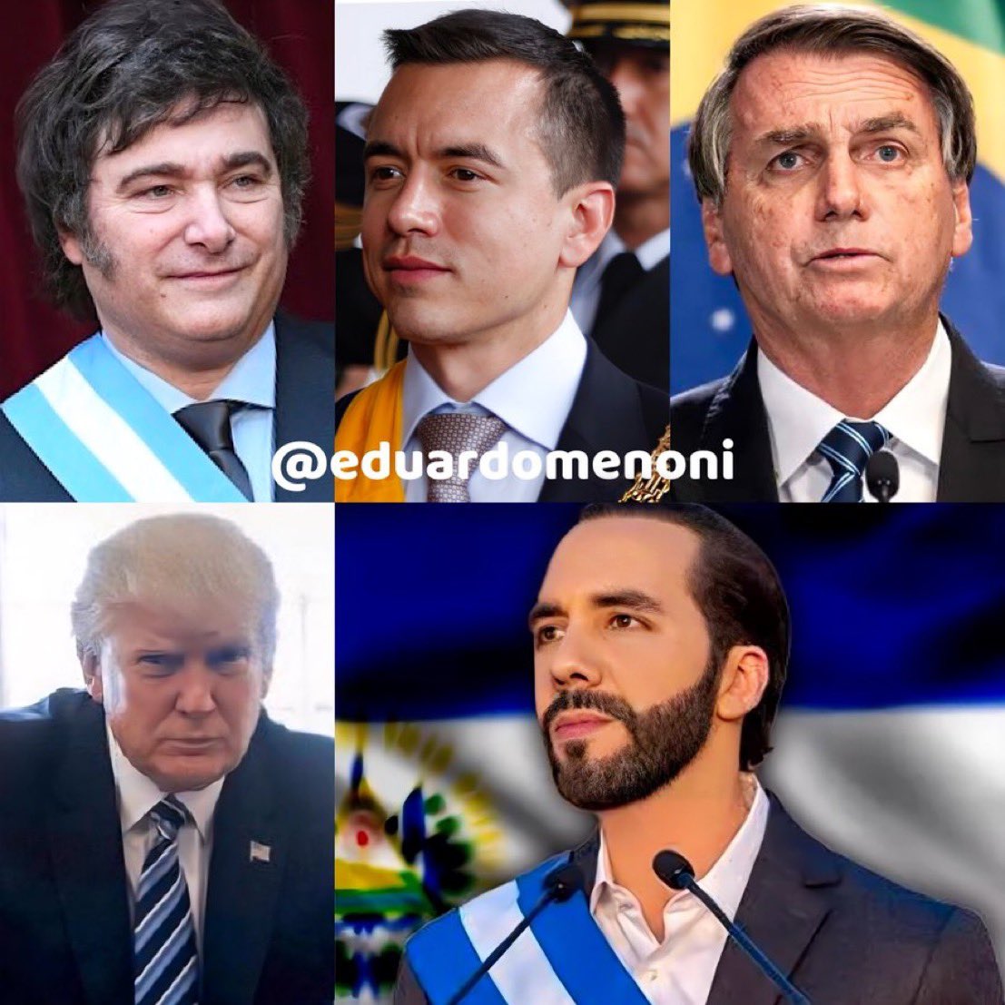 ¿Apoyas a estos grandes patriotas?

🇸🇻 Nayib Bukele
🇦🇷 Javier Milei
🇺🇸 Donald Trump
🇧🇷 Jair Bolsonaro 
🇪🇨 Daniel Noboa

Yo al 100% 🔥