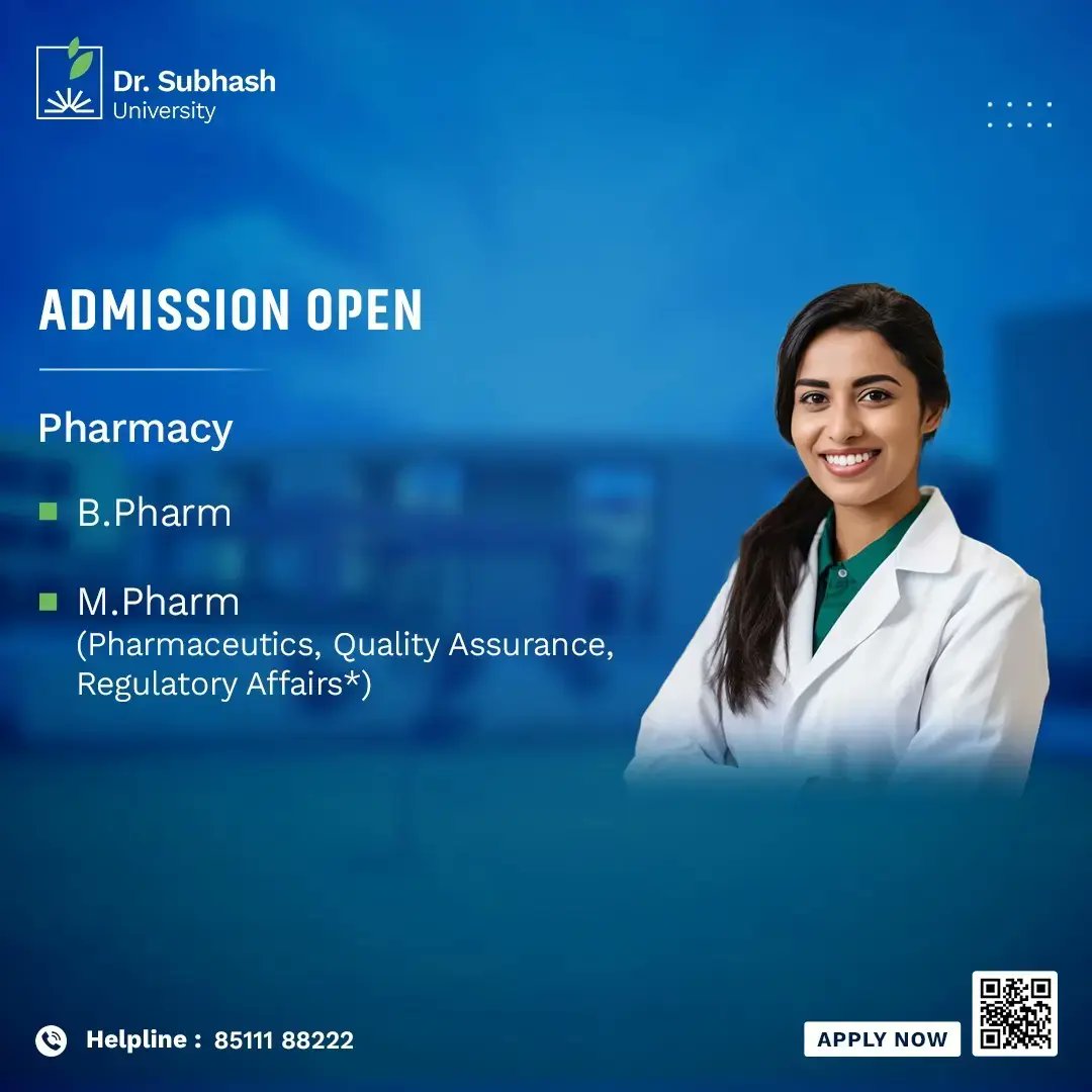 🎓 Unlock your future with us! Admission now open in our Schools of Physiotherapy, Pharmacy and Agriculture. Explore a wide range of courses. Join us and embark on your journey to success! #AdmissionOpen #Education #Opportunity #DSU #DrSubhashUniversity