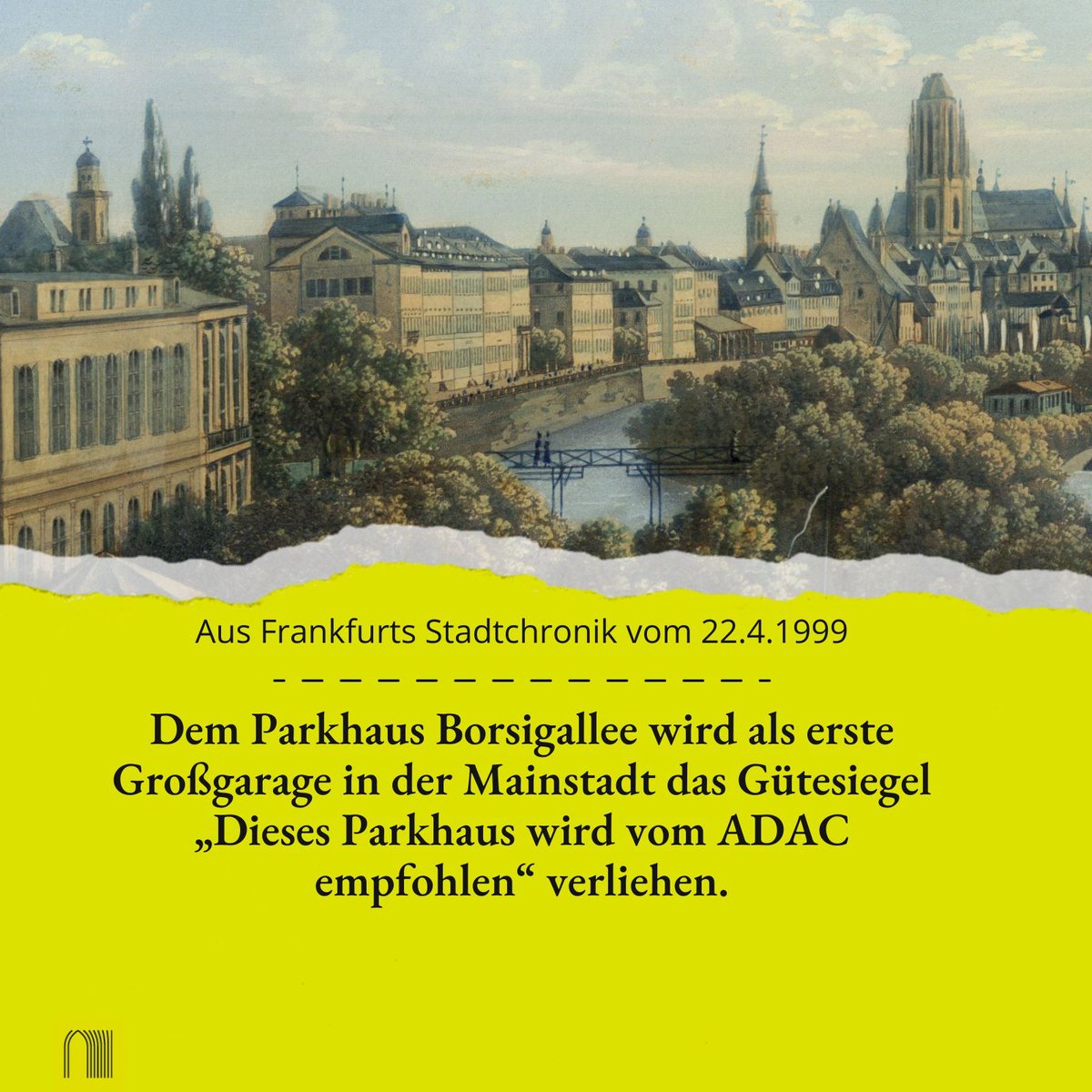 #Frankfurt|er #Stadtgeschichte #OnThisDay: #Borsigallee #Parkhaus #ADAC #Gütesiegel @Stadt_FFM #Stadtchronik #FFM