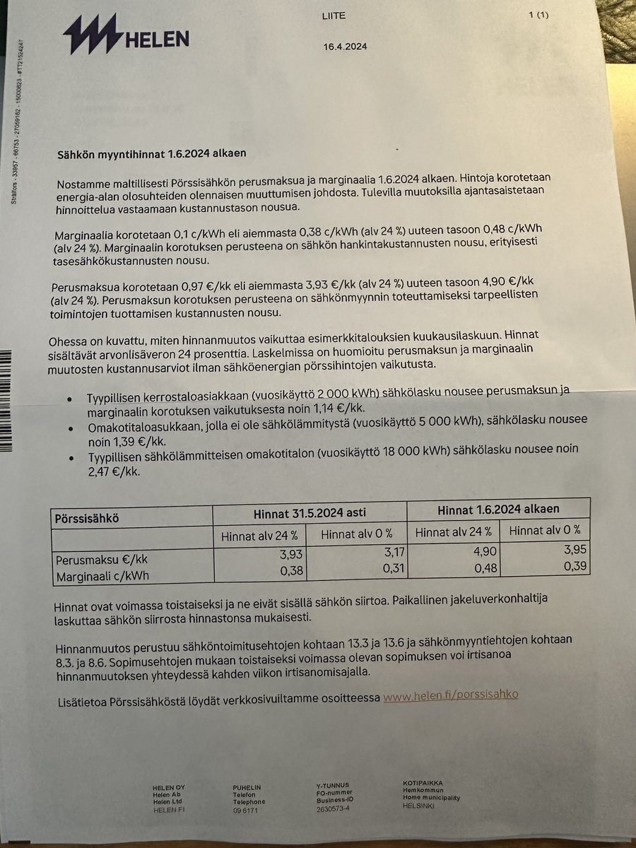 jaolkkon's tweet photo. @EnergiaHelen kutsutte 25% hinnankorotuksia maltillisiksi inflaation ollessa 2%. Mitä päässänne liikkuu? https://t.co/nlOHNa1qrE