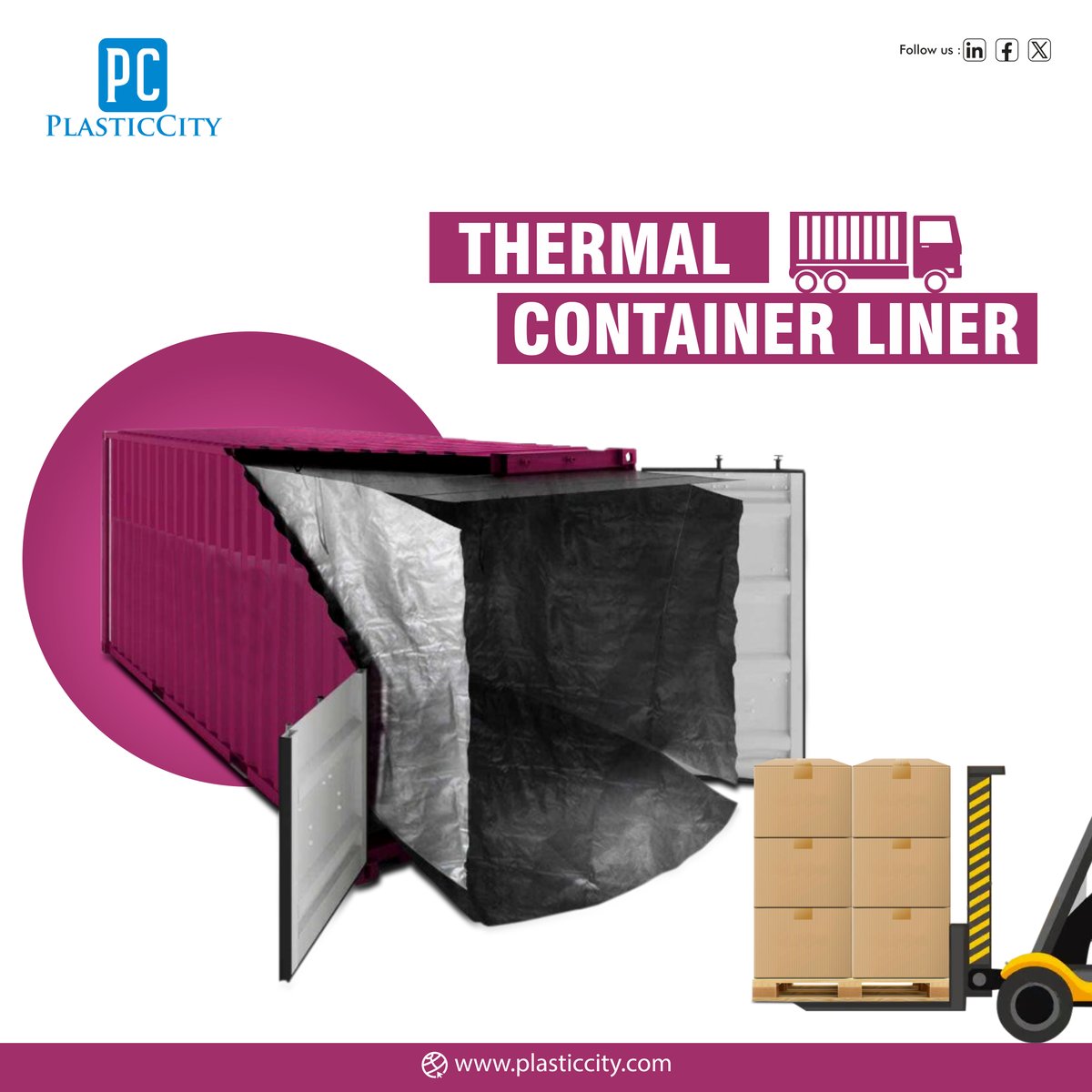 PlasticCity_Ind's tweet photo. Introducing our innovative Thermal Container Liner!  Designed to maintain optimal temperature conditions for your goods during transportation, our liner ensures product integrity and freshness every step of the way.
#plasticcity #ThermalContainer #SupplyChain #TemperatureControl https://t.co/gk0QI1WxnA