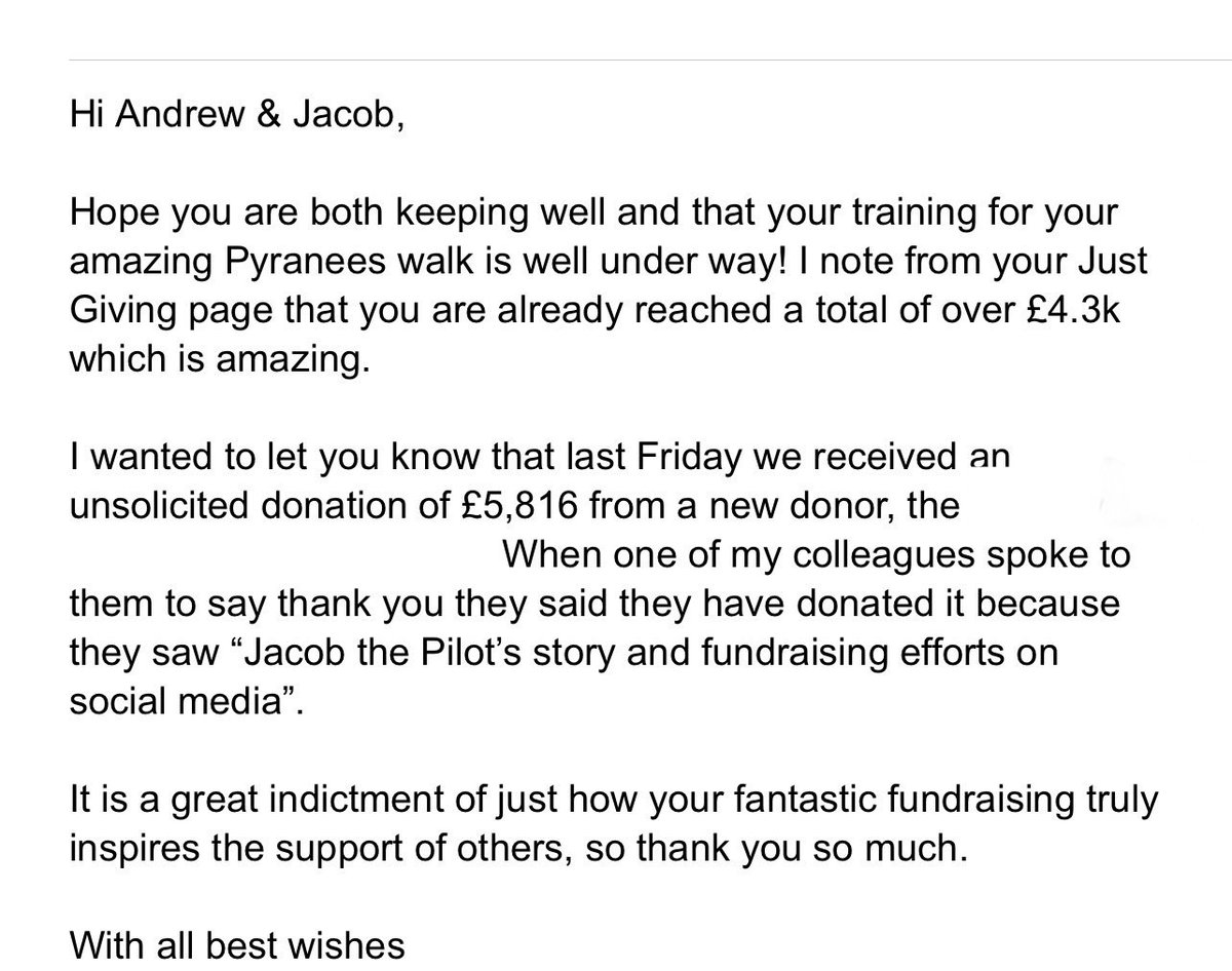 Good news Monday🎉 Last month I got this email from @stgemmashospice. The donator wants to remain anon but their amazing donation now takes Jacob’s fundraising to £13,000. This will make such a difference to the 100+ bereaved children the hospice supports in Leeds. Keep sharing🙏🏻