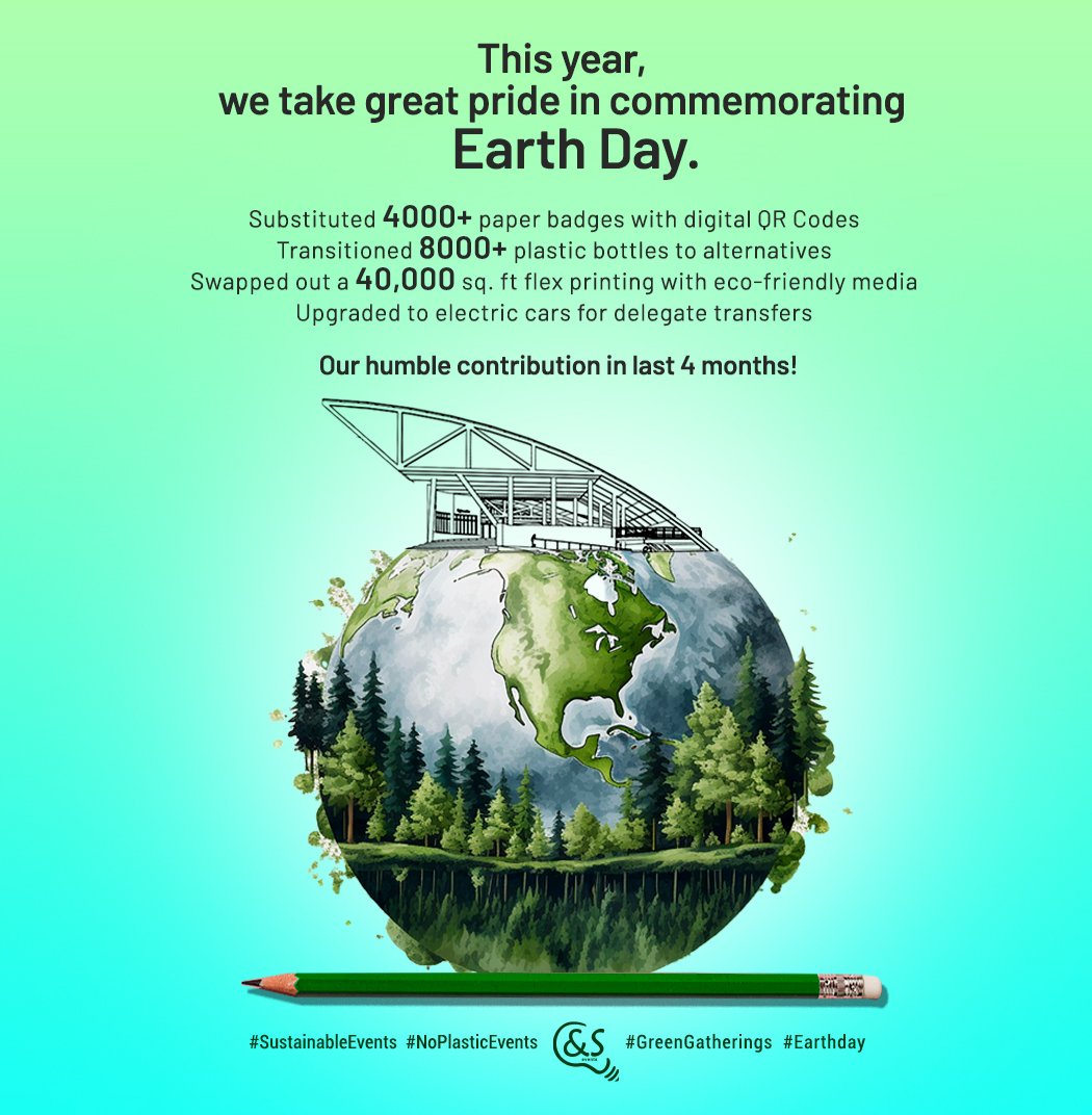 Our modest endeavor this #EarthDay involves promoting sustainability through hosting eco-friendly events, one celebration at a time.
#SustainableEvents #NoPlasticEvents #GreenGatherings #TheCnSExperience #TheCnSHacks