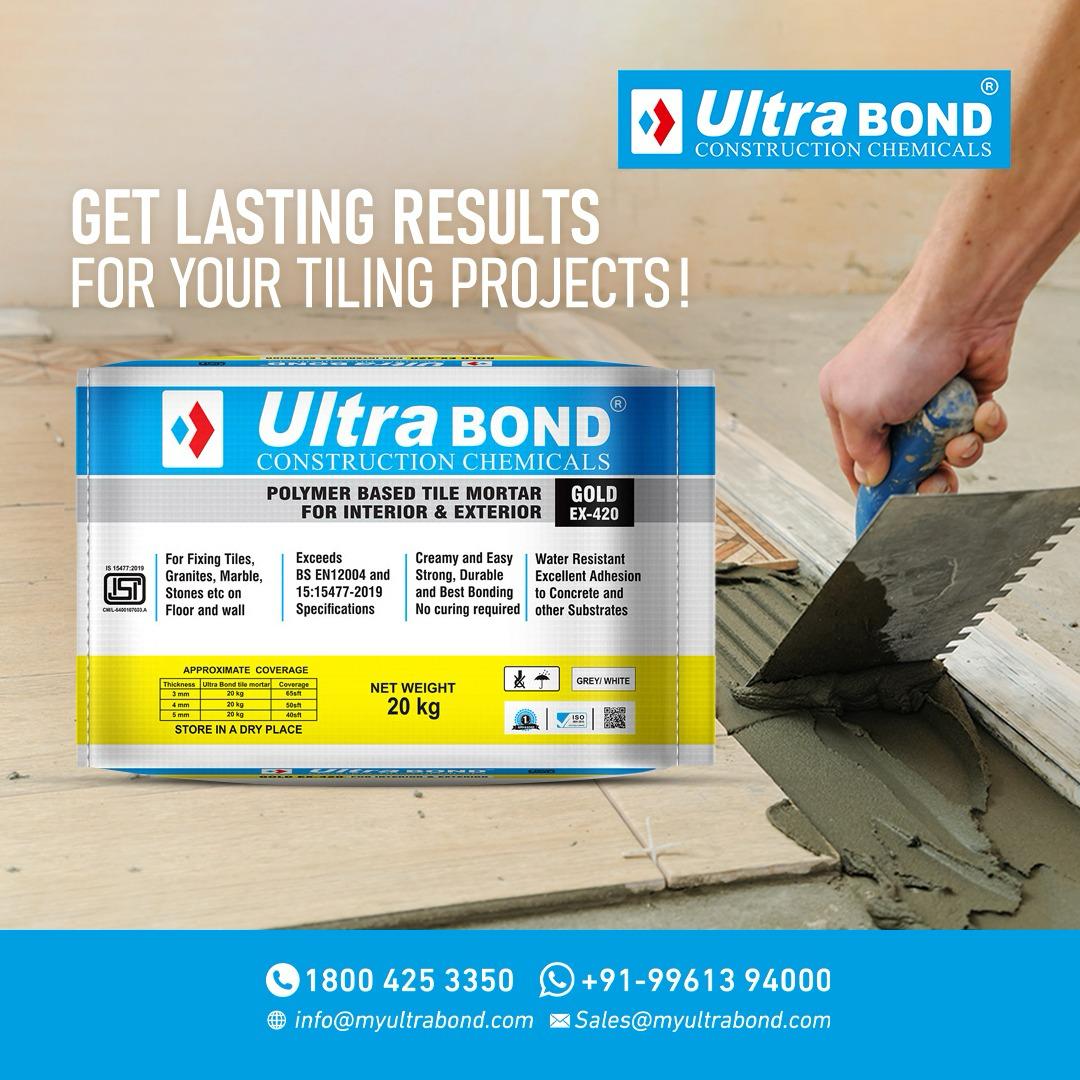 Say goodbye to tile installation worries! UltraBond Polymer Based Tile Mortar delivers superior adhesion, water resistance, and flexibility for beautiful, worry-free results.

#ultrabond #constructionchemicals #polymerbasedtilemortar #tilemortar #goldex420