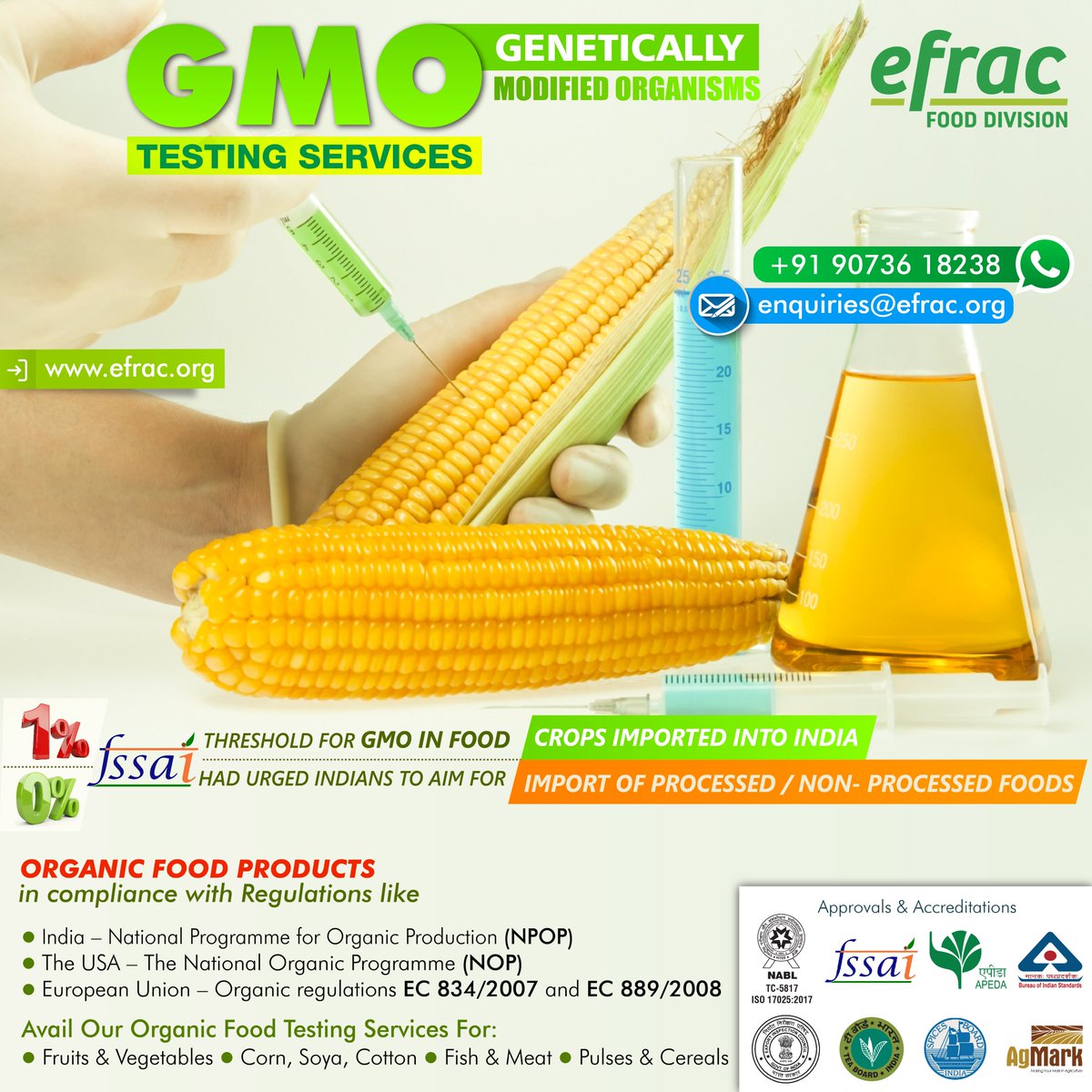 #Efrac #efraclab #GMOtesting #nongmocertification #geneticanalysis #cropintegrity #transparencyinfarming #foodsafetyfirst #certifywithconfidence #RegulatoryCompliance #trustinscience #DataDrivenInsights