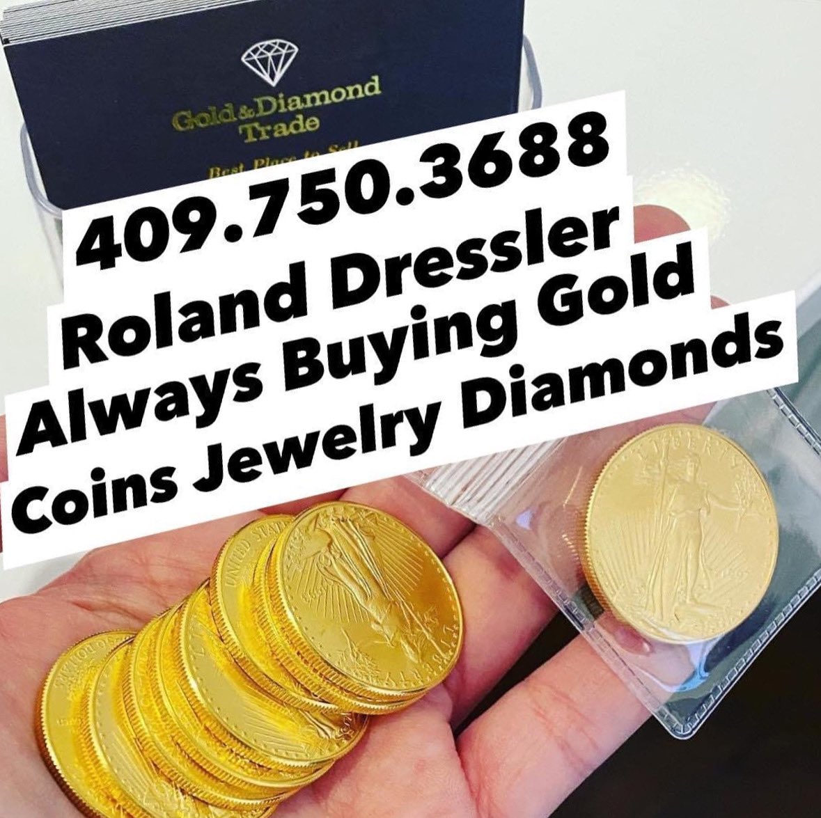 Gold Buyer * I Pay Cash 409.750.3688 Roland Dressler #CoinShop #RolandDressler #EstateSaleServices #Dressler #EstateJewelryBuyer #Gold #ExploreTexasCity #ShopTexasCity #PortofTexasCity #Texas #GoldCoins #GoldJewelry #GoldBullion #DentalGold #ScrapGold #BrokenGold #GoldTeeth