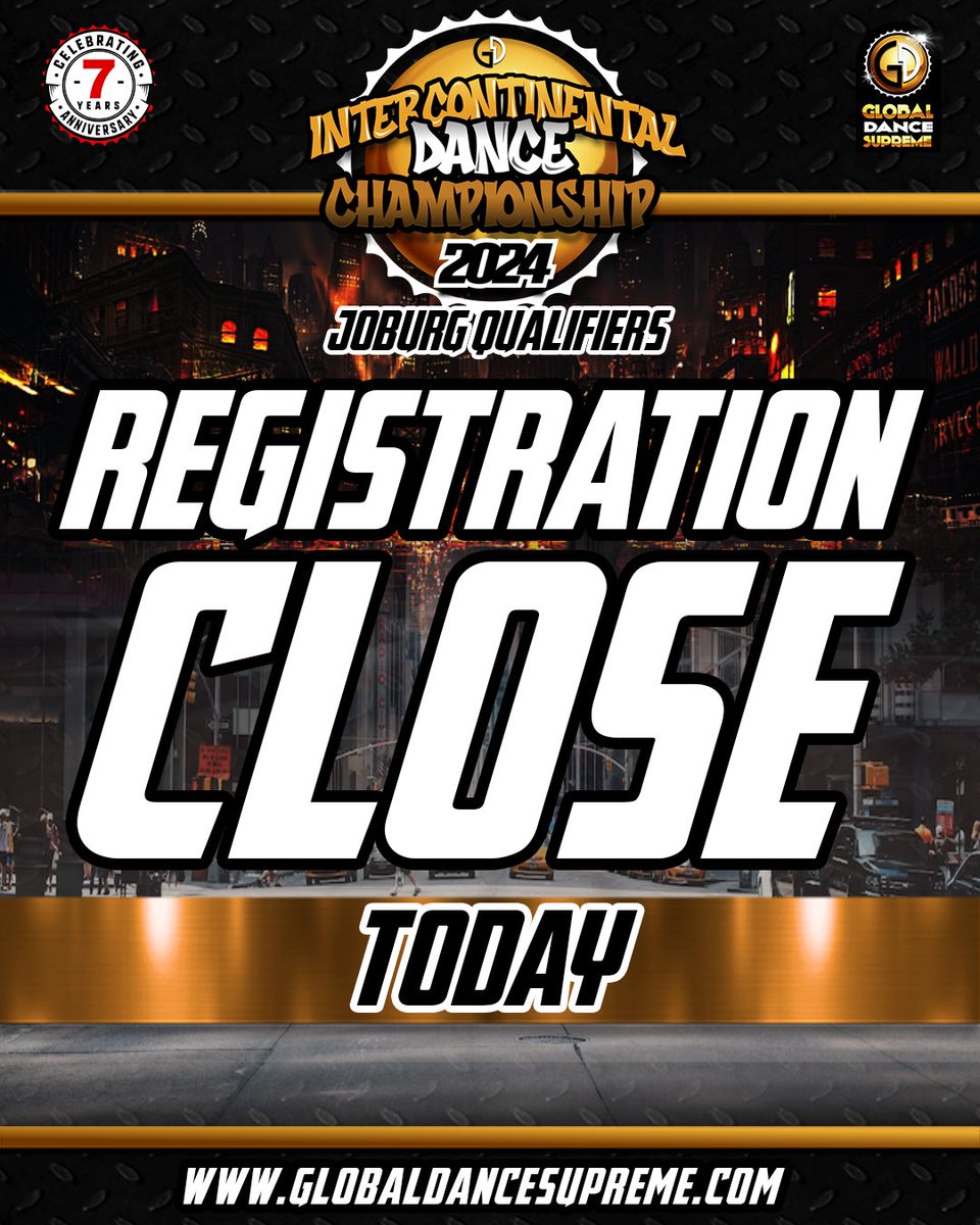 ItsGlobalDance's tweet photo. Official Registration for JOBURG QUALIFIERS CLOSE TODAY #GDS2024

Link below: https://t.co/4TUoUl7nen 

Next Gen Battles
InterContinental Battles
Amateur &amp; Championship Divisions https://t.co/kHiHZMaIsu