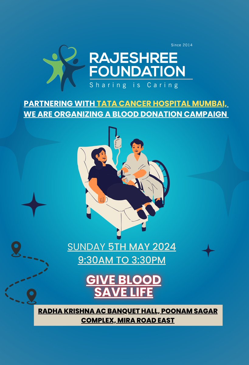 'Blood Donation: A Small Act, A Big Impact!' ❤

#RajeshreeFoundation #TataHospital #BloodDonation #Miraroad #Mirabhyander #Savelives #CancerSupport #BeAHero