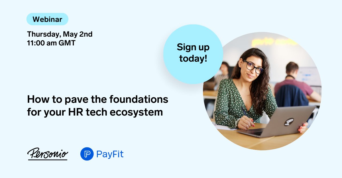 #NewWebinar from PayFit and @PersonioHR. 🚀

Every tech stack needs a solid base. 💪

 Join us on May 2nd to learn how to pave the foundations of your #HRTech ecosystem.

bit.ly/3xUcHpz
