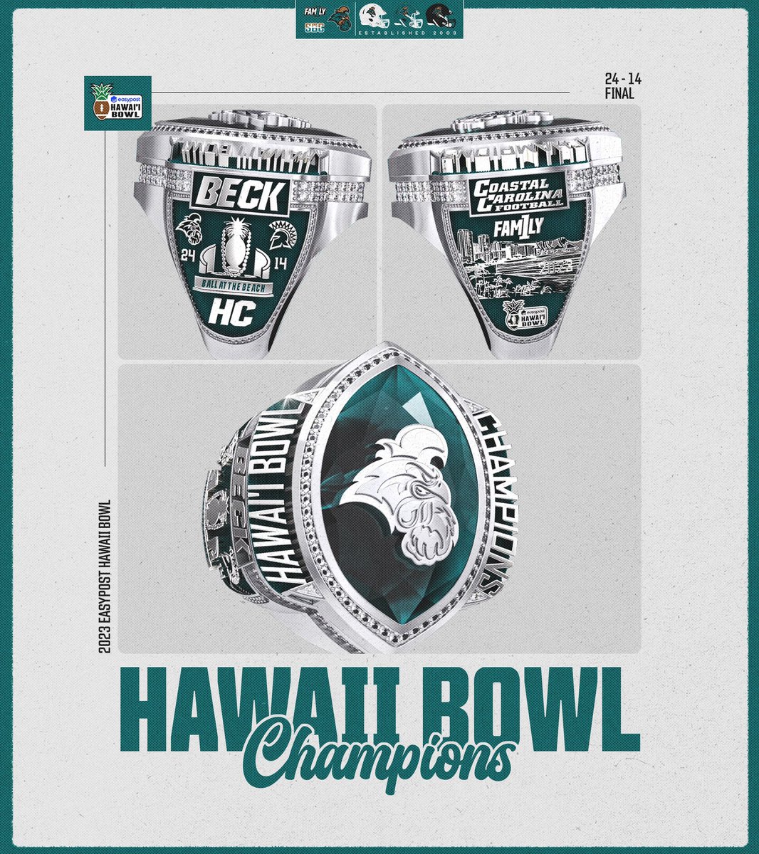 CoastalFootball's tweet photo. Aloha! 💍 

#BALLATTHEBEACH | #FAM1LY | #TEALNATION https://t.co/gy0XIhK6yC