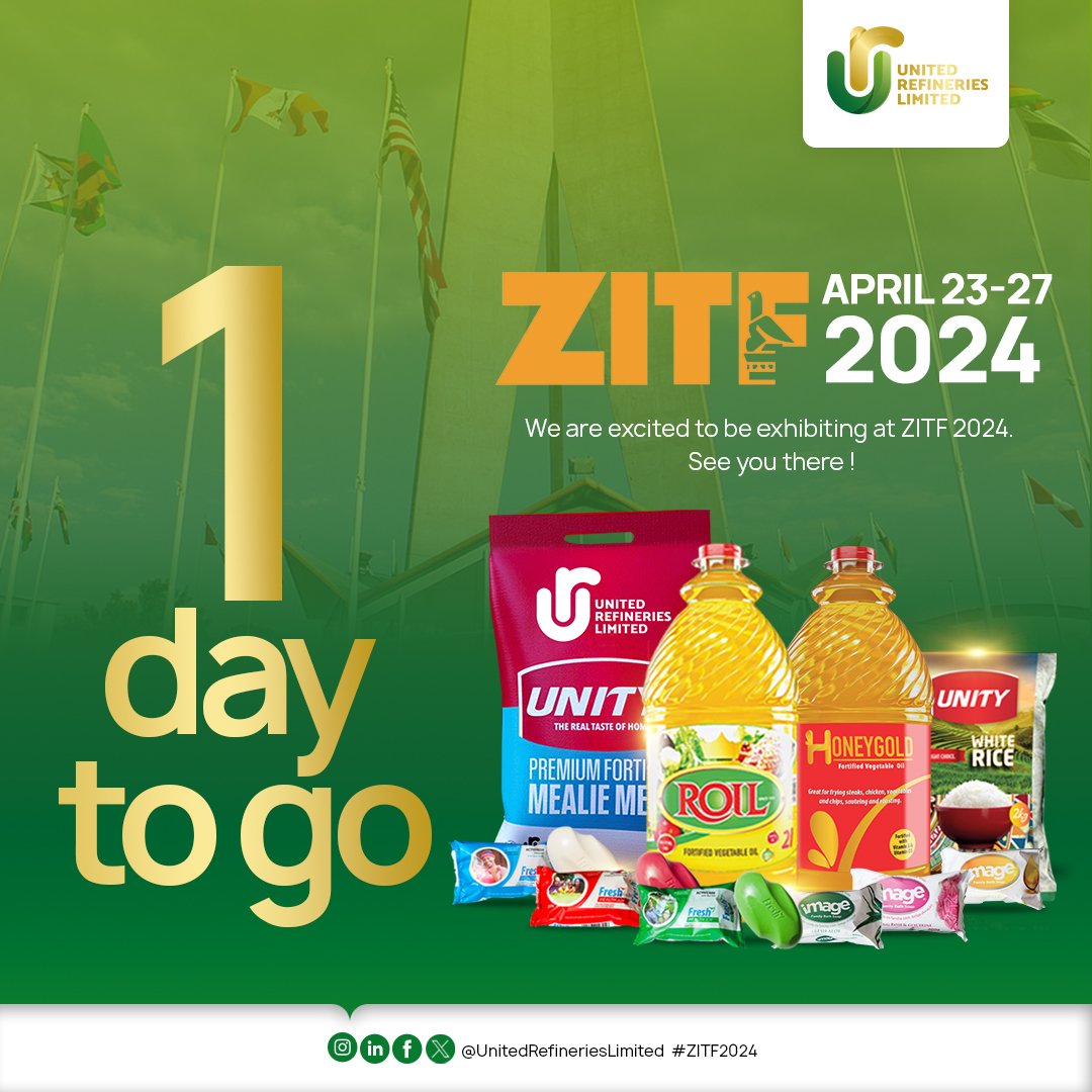 1 day to go! Make sure to visit our pavilion at ZITF 2024 to learn more about our products. Busisa Moyo See you there!