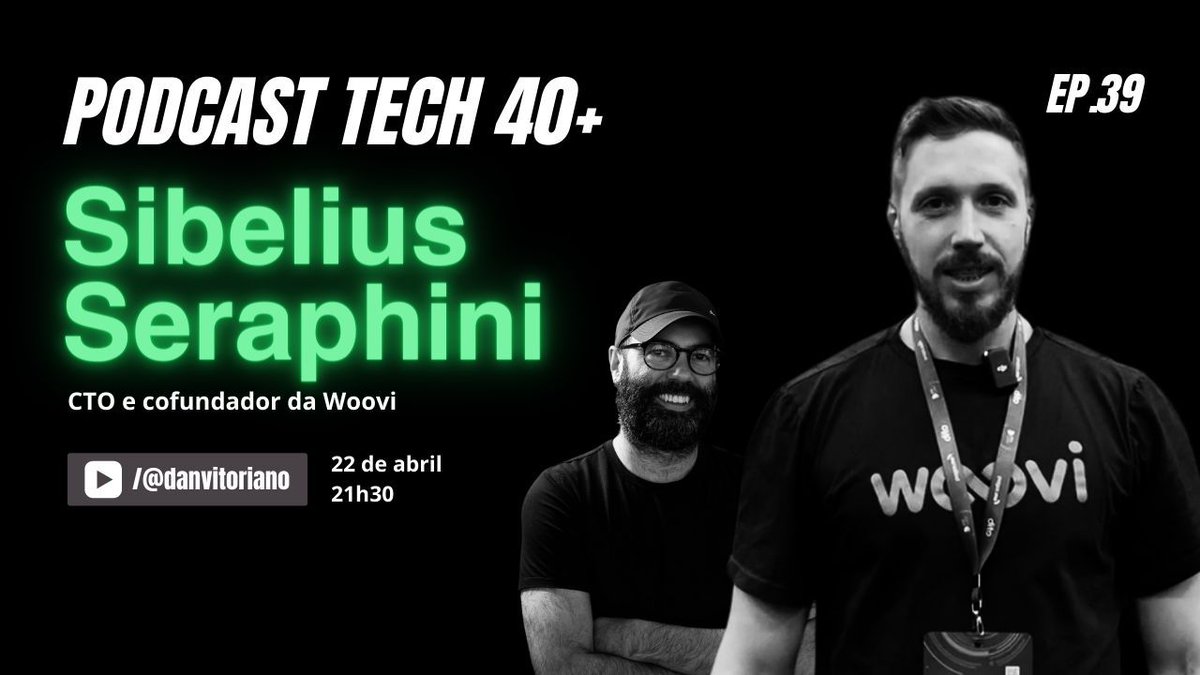 É HOJE! participe enviando perguntas e fazendo networking no chat do YouTube: link.devs40mais.com.br/ep39 #woovi #podcast #pix #tech