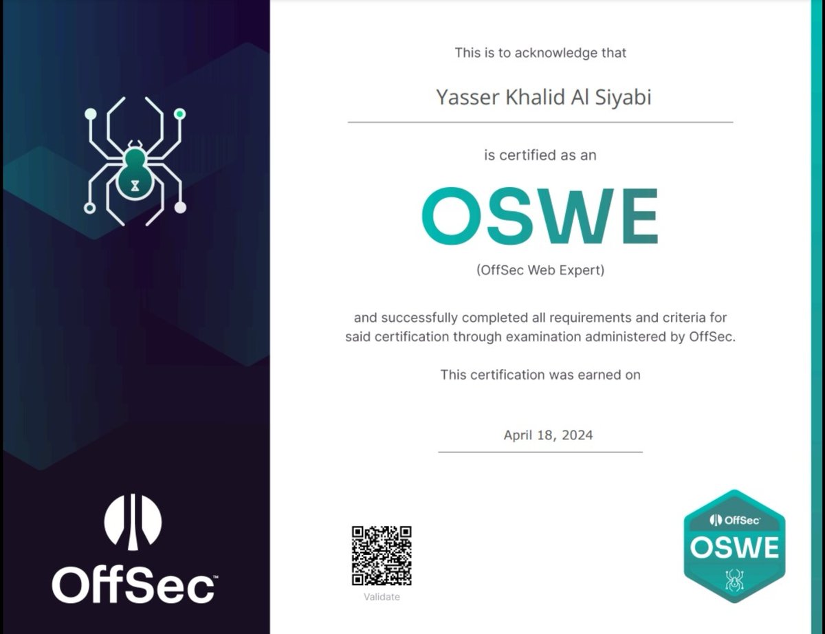 What an incredible journey, OSWE was an amazing learning experience for me. Thank you @offsectraining .