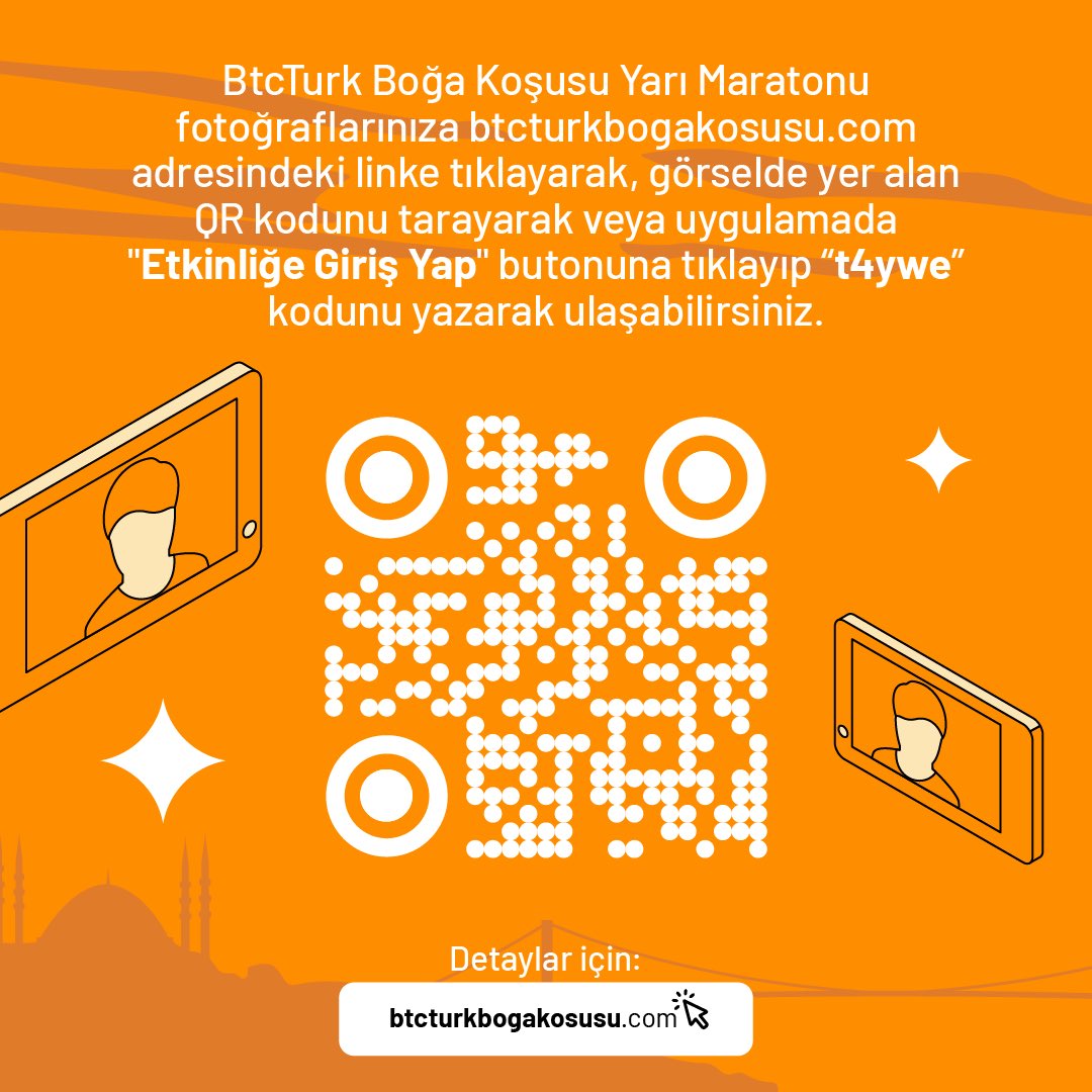 BtcTurk Boğa Koşusu Yarı Maratonu, 21 Nisan’da Üsküdar’da büyük bir coşku ile gerçekleşti! 🏃🏻‍♂️🏃🏻‍♀️ BtcTurk Boğa Koşusu Yarı Maratonu fotoğraflarınıza btcturkbogakosusu.com adresindeki linke tıklayarak, görselde yer alan QR kodunu tarayarak veya uygulamada 'Etkinliğe Giriş Yap'