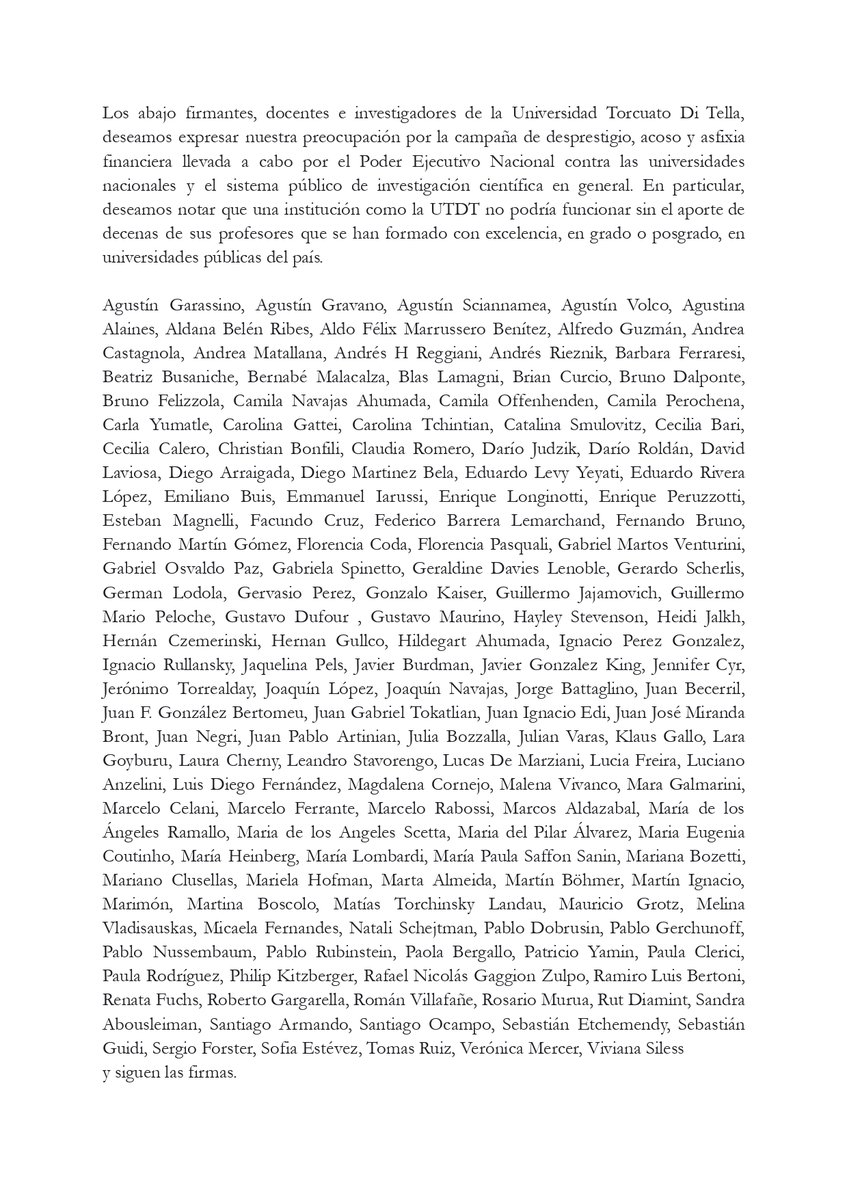 Se sumaron firmas a la noche. Somos 150.