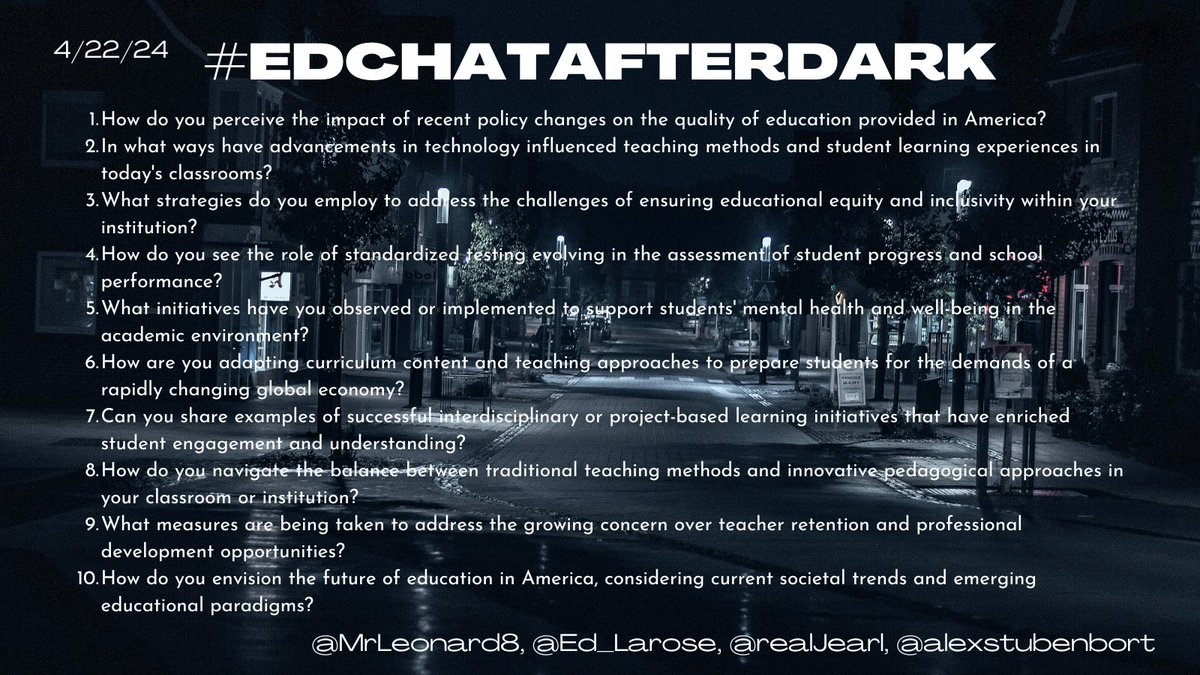 Join us tonight at 10pm as we relaunch with the new #edchatafterdark. We’re back with the same fun and learning to grow your #PLN  #EarthDay2024