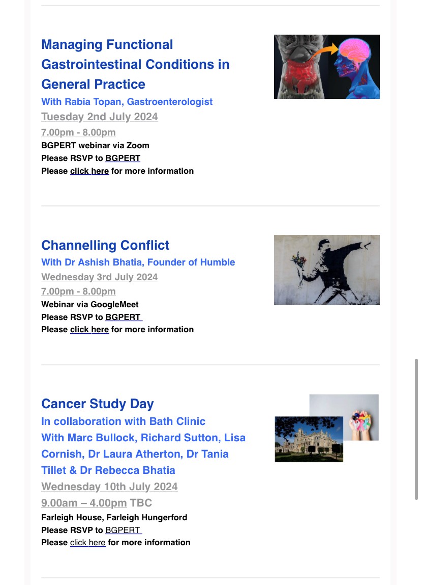 BGPERT's tweet image. We have a full programme until July 2024, please take a look below and get in touch to book your places!