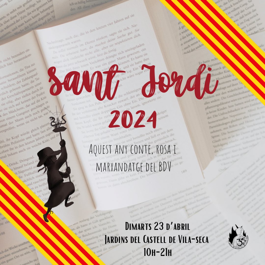 diablesvilaseca's tweet photo. Sant Jordi 2024 🌹🐉

Com ja és tradició, dimarts 23 ens trobareu als jardins del Castell de Vila-seca de 10h a 21h. Podreu comprar el nostre conte “Volem ser diables”, roses i marxandatge de la colla. Recordeu que tindrem en exclusiva la samarreta del 35è aniversari ✨ https://t.co/J9l3GES8L4