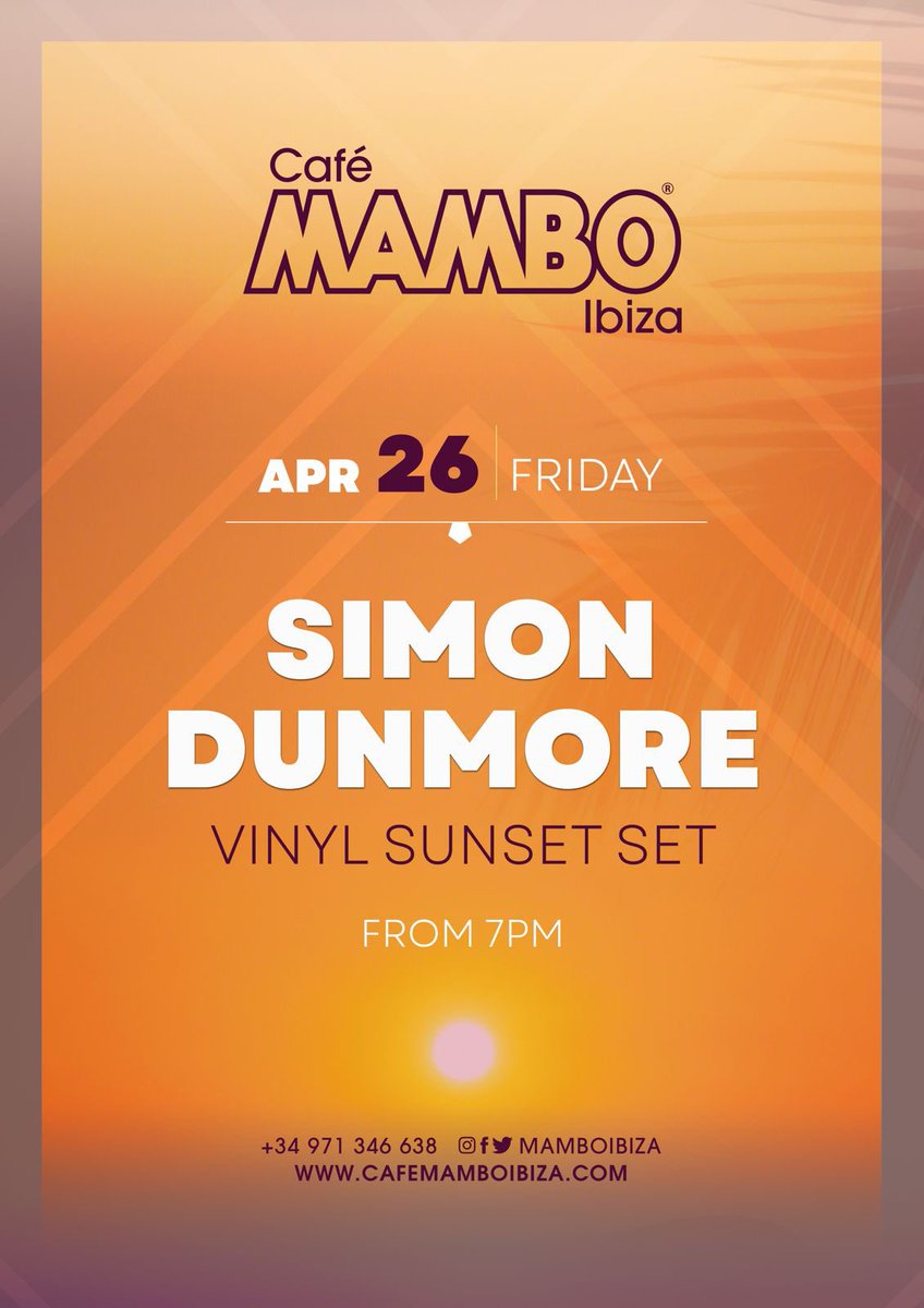 Looking forward to playing sunset @Mamboibiza this. Friday. It’s been a while!