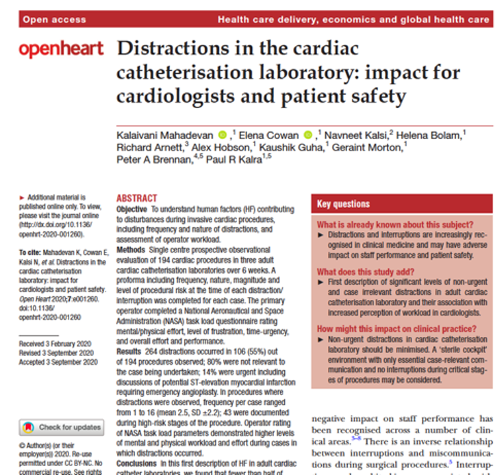 Distractions can have a significant impact on patient safety wherever we work & particularly during intervention procedures Delighted to be speaking at a cardiology meeting tomorrow evening about human factors. Will include distraction & multitasking Good team working is vital!