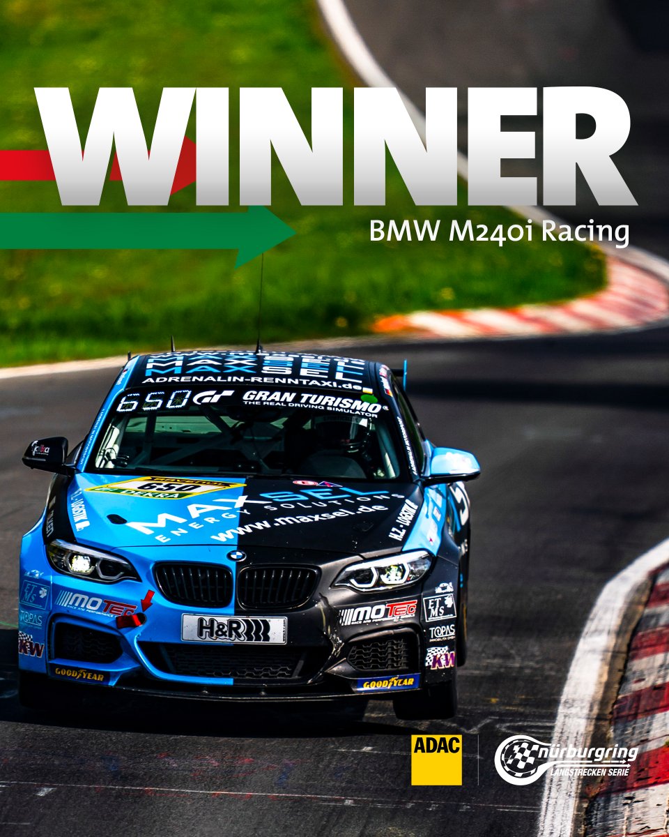 New week, new podium! Congratulations to the winners of race 2 of the ADAC @24hnbr qualifiers! 🥳 (1/8) 🥇 AT: #227 eFuel Team Griesemann 🥇 BMW M2 Racing Cup: #885 Hofor Racing by Bonk Motorsport 🥇 BMW M240i: #650 Adrenalin Motorsport Team Mainhatten Wheels