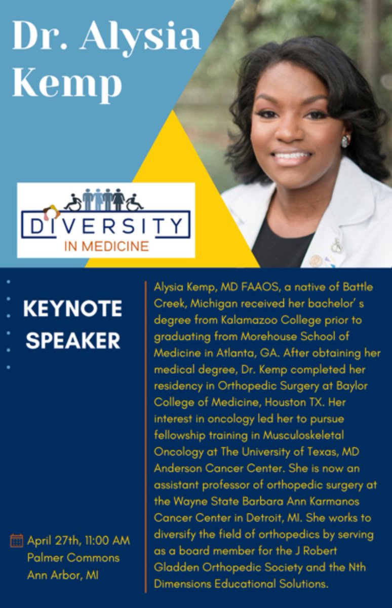 Can’t wait to attend the @DimConferece on April 27th! There’s an incredible line-up of speakers, including keynote Dr. Alysia Kemp (@doc_sarcoma). Still time to register if you want to join: rsvp.umich.edu/event/e2bac0fa… (2 pics) @SerenaBidwell @UMichMedSchool @umichmedicine