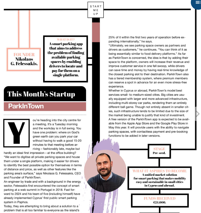 📢 ParkInTown was featured as Startup of the Month in Gold Magazine! 🚗

Discover how they are aiming to help drivers by locating and paying for parking spaces in cities, all on a single platform. 🚀

🔗 magloft.com/app/goldmagazi…

#IDEAalumni #SmartParking #GoldMagazine