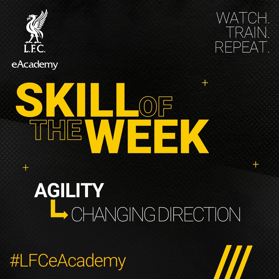 Time to perfect a key agility skill as we look at this week's #LFC eAcademy 𝗦𝗸𝗶𝗹𝗹 𝗼𝗳 𝘁𝗵𝗲 𝗪𝗲𝗲𝗸.  

Skill of the Week: Agility - Changing Direction

Share your skills with the hashtag #LFCeAcademy 

🔗eacademy.liverpoolfc.com