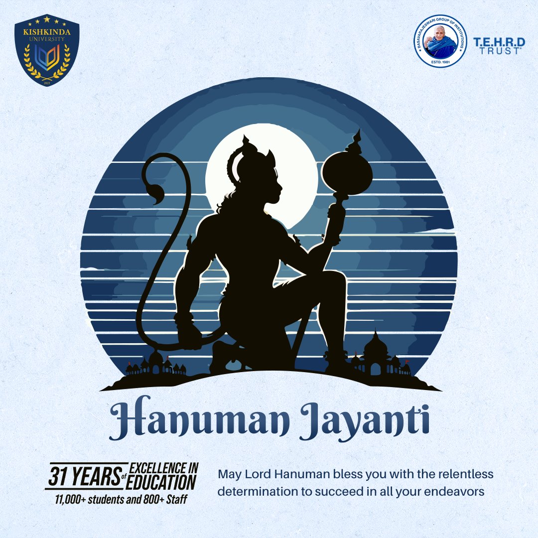 On Hanuman Jayanti, we wish you unconquerable courage and strength to achieve your dreams.
#KishkindaUniversity #WorldClassEducation #AdvancingKnowledge #TransformingLives #HanumanJayanti