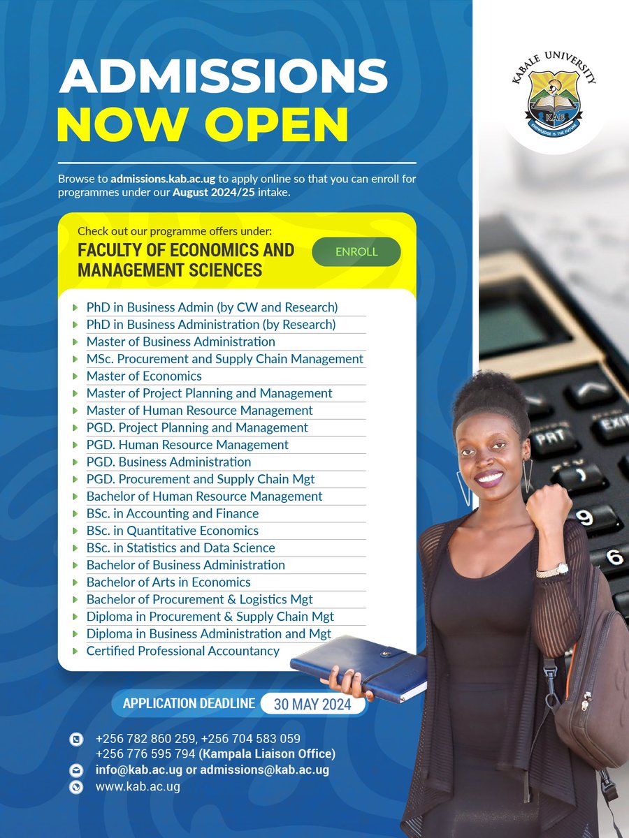 Looking to pave the way for a bright future and a fulfilling career? Apply now at Kabale University for the August 2024 Intake to start your journey towards success. #StudyAtKAB