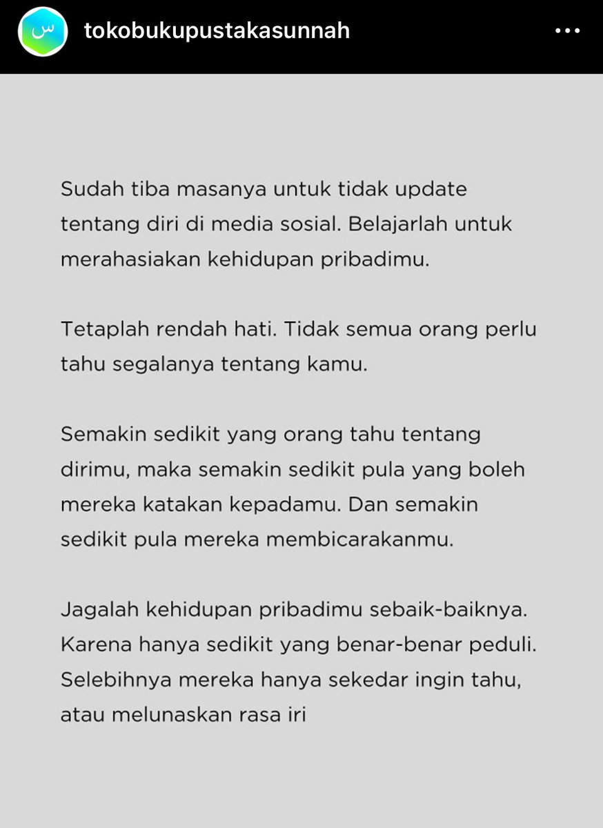 Wise saying. 🥹 Dah mula tinggalkan habit story di instagram. Kalau dulu tiap hari ada berkongsi cerita. Sekarang dah mula diam-diam saja. Yang penting hidup di alam nyata.