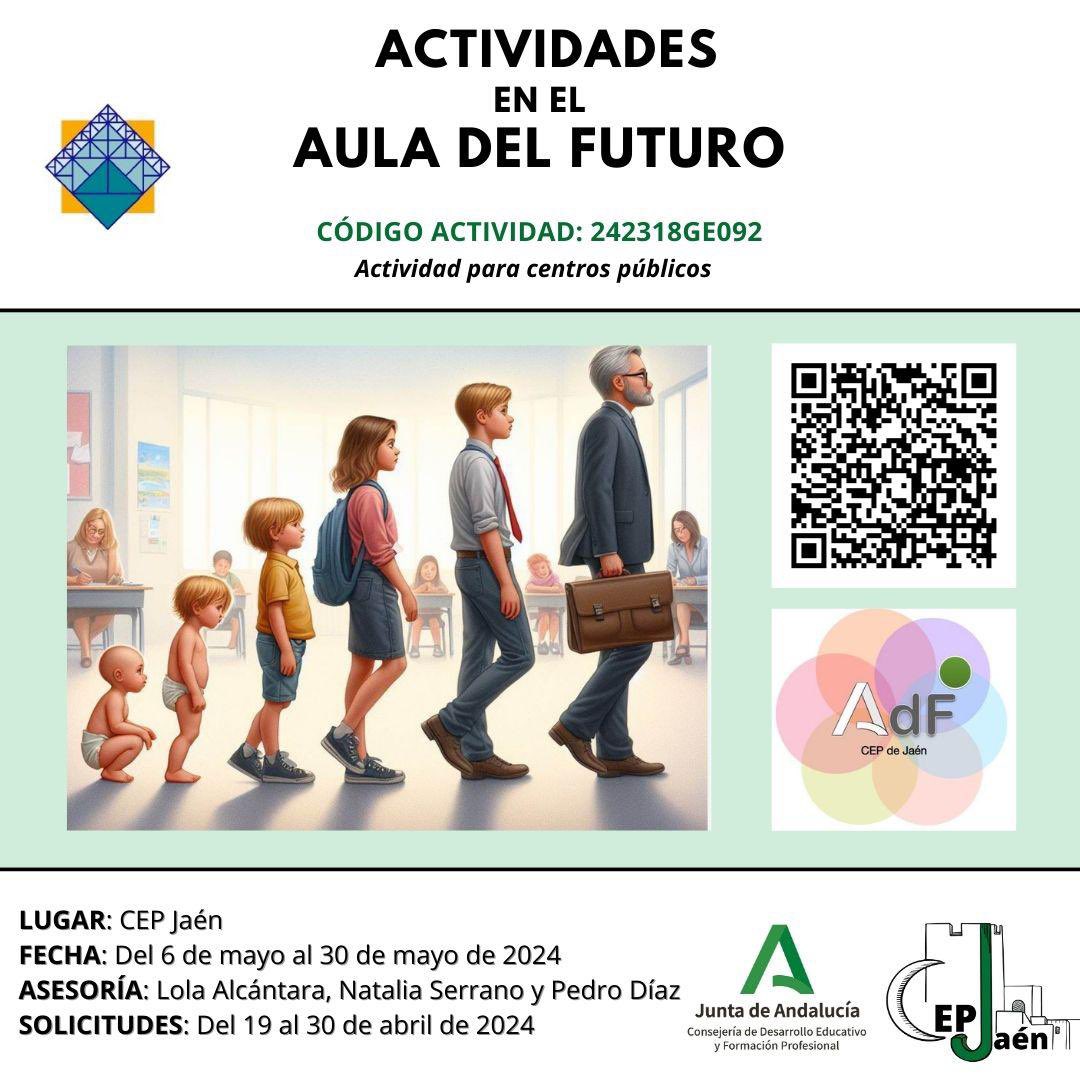 📌Abierto plazo de solicitudes para la actividad formativa ACTIVIDADES EN EL AULA DEL FUTURO con Fran Masero!! inscripciones hasta el 30 de abril <a href="/CEPJAEN1/">CEP JAEN</a>📣 lajunta.es/4qv4f