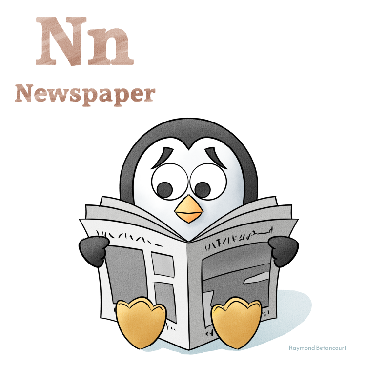 N is for Newspaper #AnimalAlphabets @AnimalAlphabets #penguin