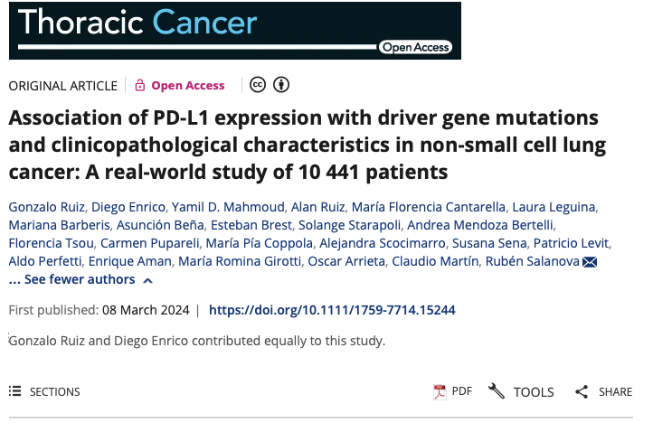 Retrospective study in Argentina 🇦🇷investigated the Relationship between PD-L1 expression, clinicopathological features, and major driver mutations in non-small cell lung cancer #NSCLC 🫁 ✅Revealing correlations between PD-L1 expression levels and demographic factors,
