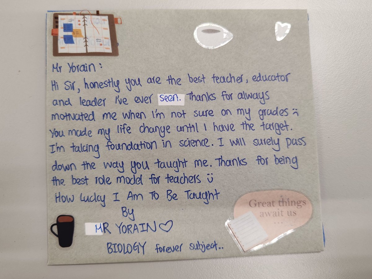 yorindren's tweet image. A message from the heart that keeps my flame burning brighter to give my best.
Thank you my Bio student Jenise for the thoughtful wishes and effort.

#mrbiofit
#igcsebiology
#expandingexponentially