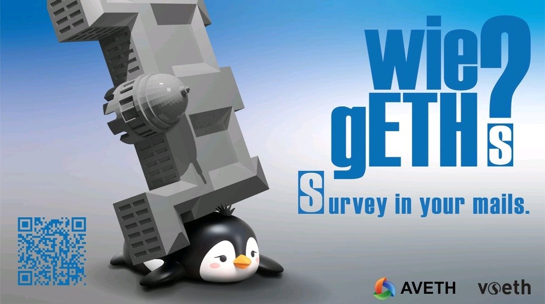 Today wiegETHs has reached 23% participation among all students and academic staff at ETH.

Have you filled out the survey yet?

Please take those 13 minuets and help us to promote well-being at ETH!
