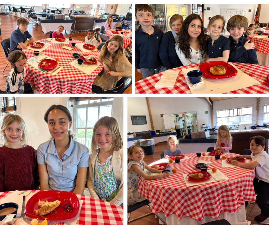 Last week, the 1st and 8th grade French students enjoyed a delightful breakfast fête. The room was filled with smiles and laughter as they indulged in flaky, buttery croissants and sipped on warm, rich hot chocolate. Bon appétit!