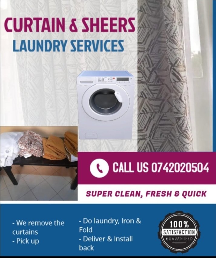 Even with this weather we will pick your dirty curtains, wash them, iron and drop them clean. Call/Text/Whatsapp 0742020504 now #CurtainLaundry #PicknDrop