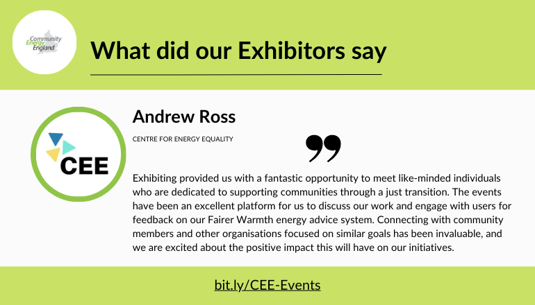 Want to showcase your organisation at our next regional conference? Taking place on 19 June, in Liverpool. Don't miss this opportunity to connect with #CommunityEnergy leaders and expand your network. Hear what our exhibitors have to say and get in touch to learn more.